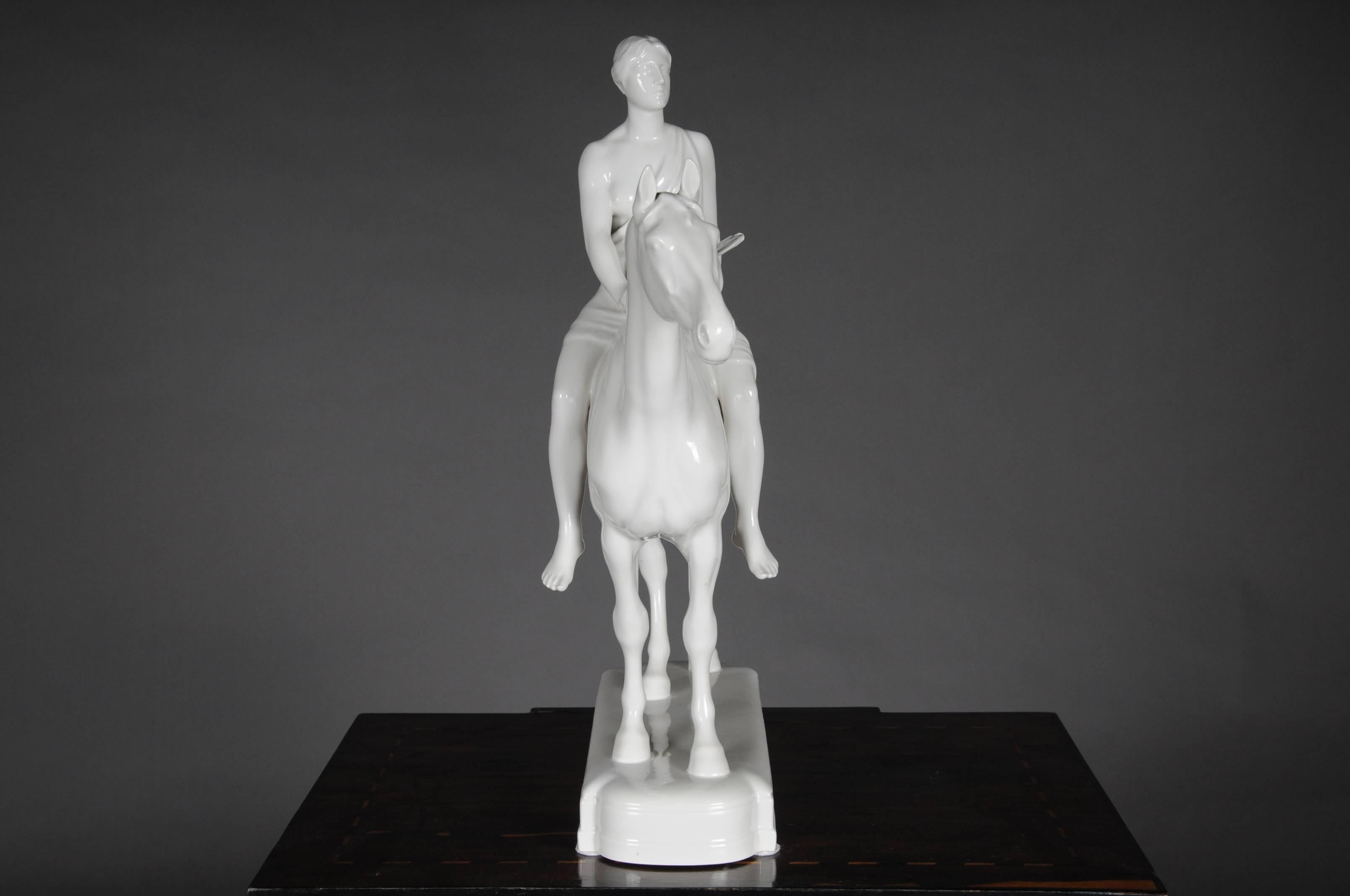 20th Century Big KPM Berlin Sculpture Figure Amazoness on Horse 4