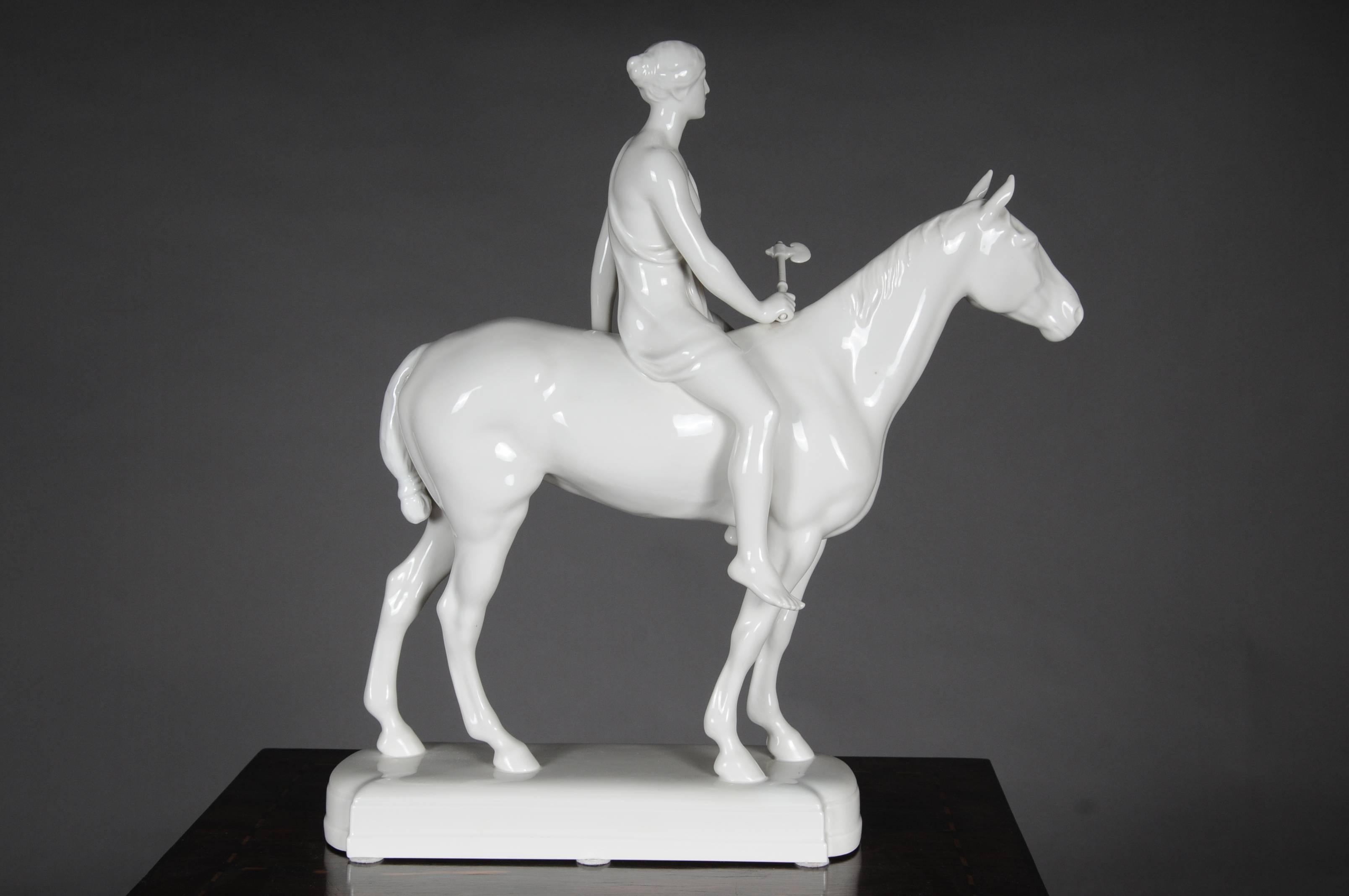 20th Century Big KPM Berlin Sculpture Figure Amazoness on Horse 5