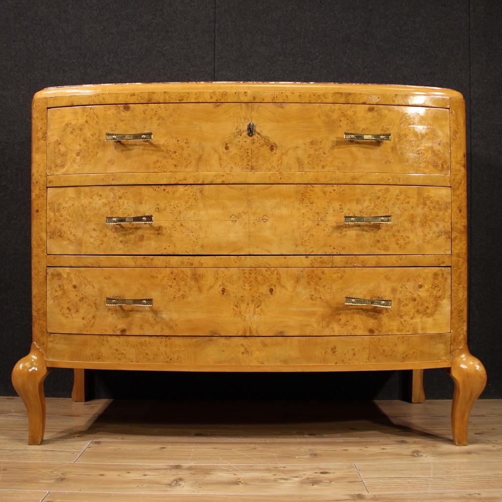 20th Century Birch Wood with Marble Top Italian Commode, 1950 in vendita 5