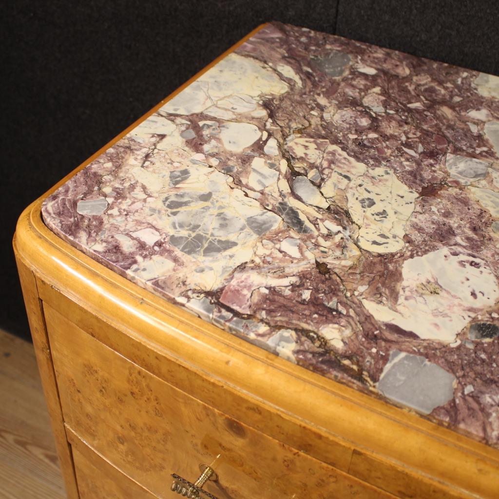 Mid-20th Century 20th Century Birch Wood with Marble Top Italian Commode, 1950 in vendita