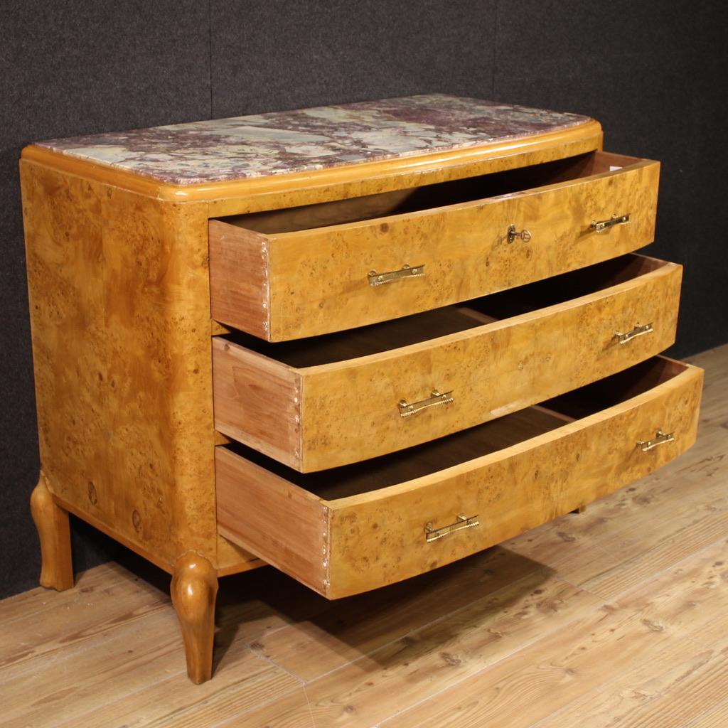 20th Century Birch Wood with Marble Top Italian Commode, 1950 in vendita 4