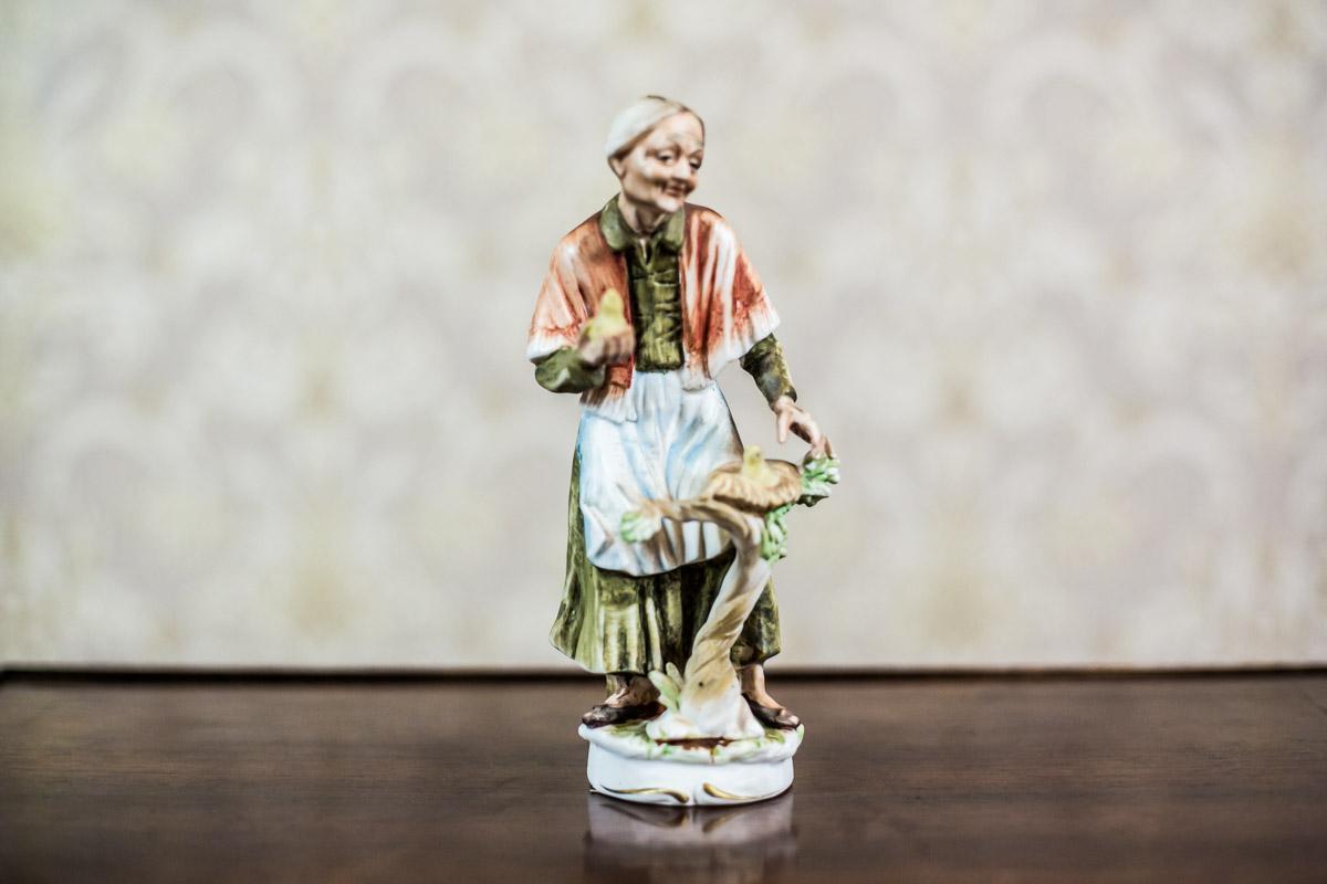 Dutch 20th-Century Bisque Figurine, Hand-Painted of an Old Woman