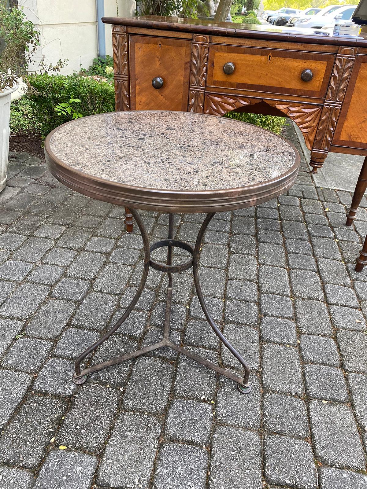 20th Century Bistro Table with Stone Top In Good Condition For Sale In Atlanta, GA