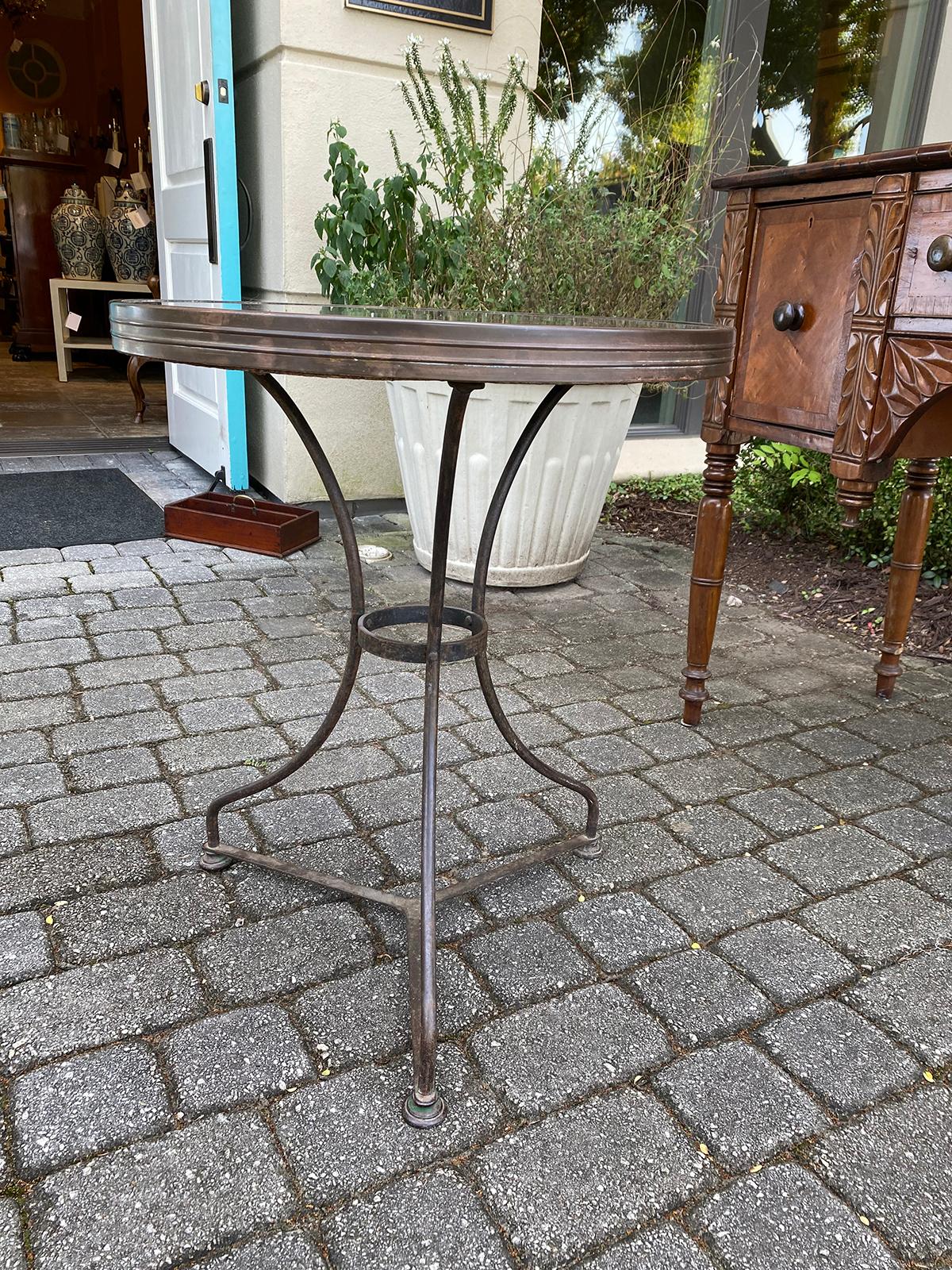 Metal 20th Century Bistro Table with Stone Top For Sale