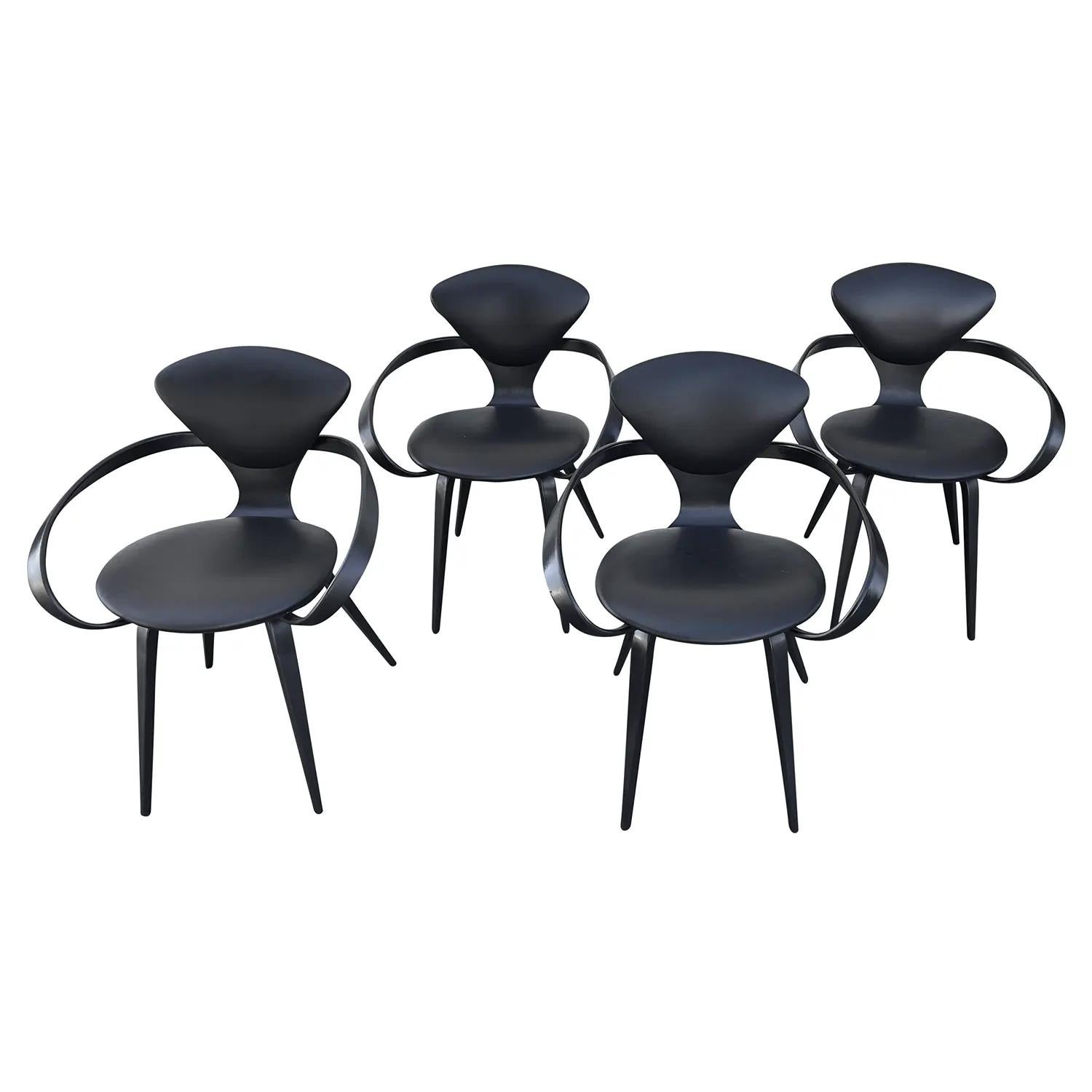 Hand-Crafted 20th Century Black American Plycraft Set of Four Dining Chairs by Norman Cherner For Sale