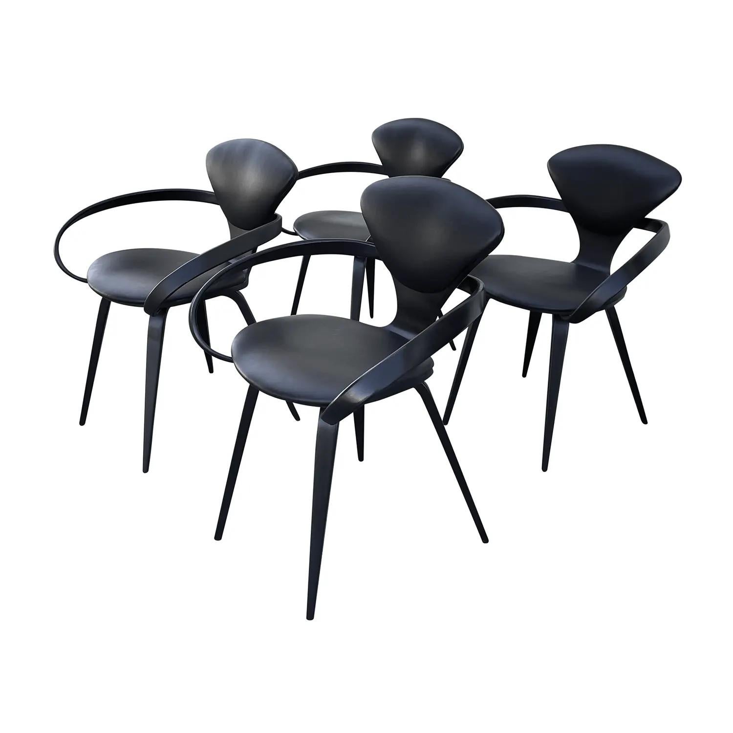 Foam 20th Century Black American Plycraft Set of Four Dining Chairs by Norman Cherner For Sale