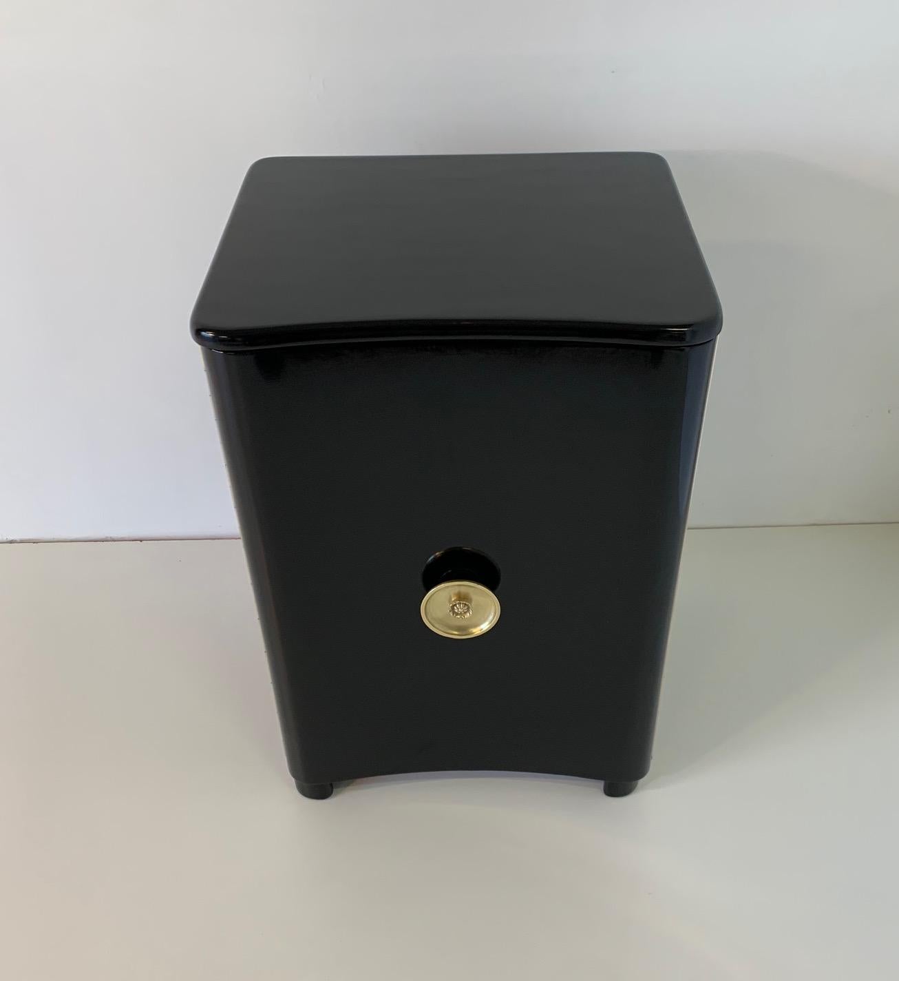 20th Century Black and Brass Italian Art Deco Cabinet 1