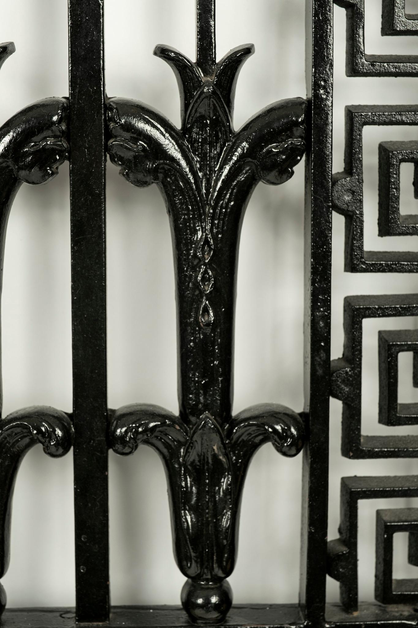 20th Century Black and Gold Empire Style Iron Door Panel 5