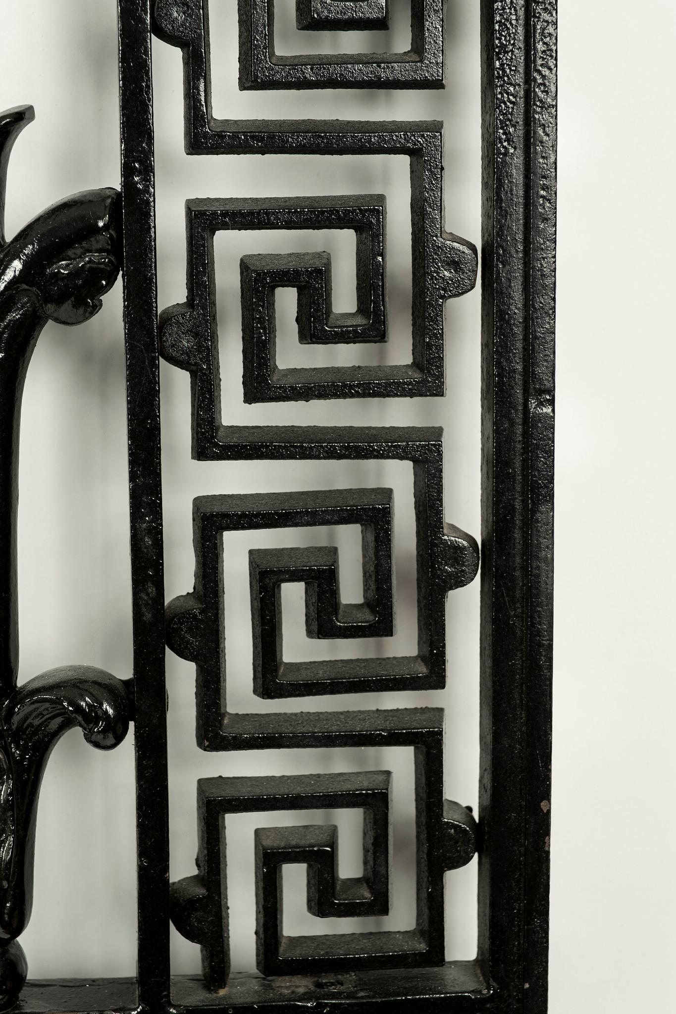 20th Century Black and Gold Empire Style Iron Door Panel 6