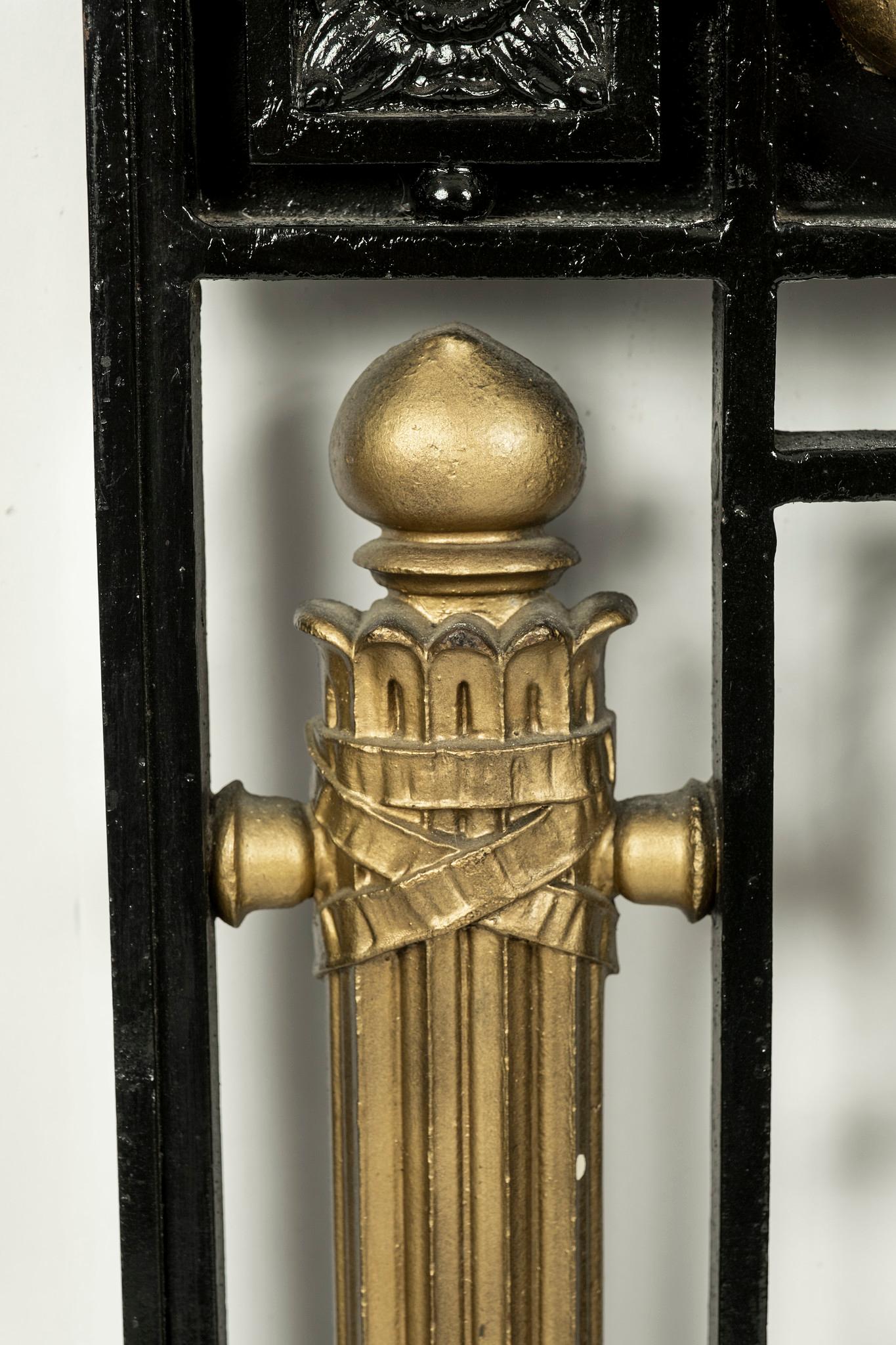 20th Century Black and Gold Empire Style Iron Door Panel 7