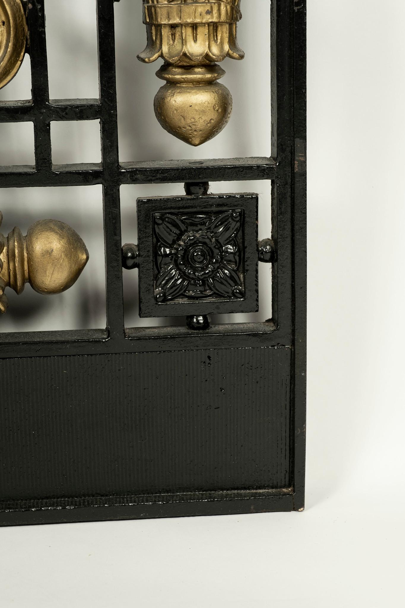 20th Century Black and Gold Empire Style Iron Door Panel 8