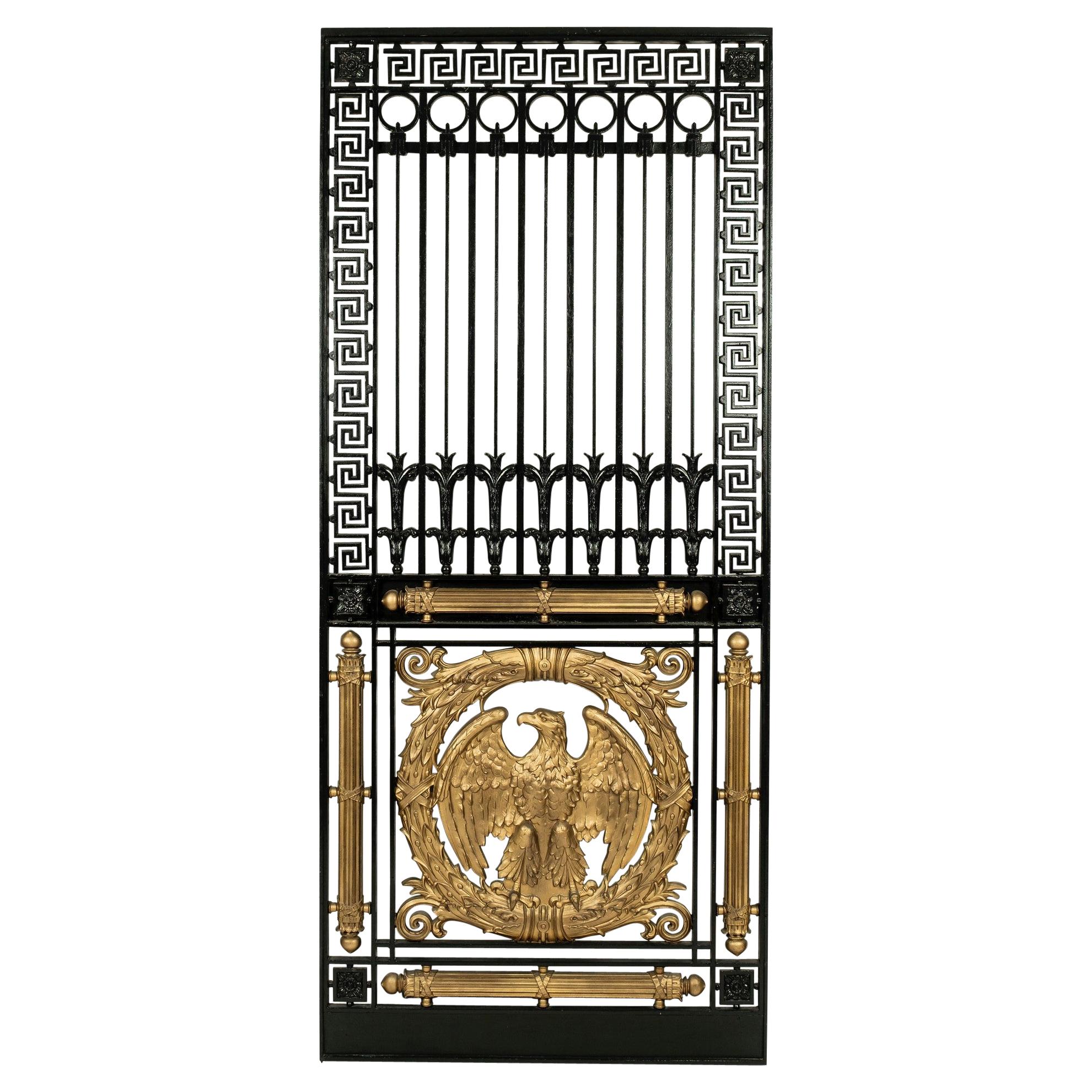 20th Century Black and Gold Empire Style Iron Door Panel