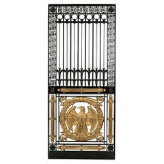 20th Century Black and Gold Empire Style Iron Door Panel