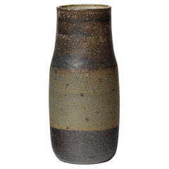 20th century black and grey stoneware ceramic vase circa 1970 handmade