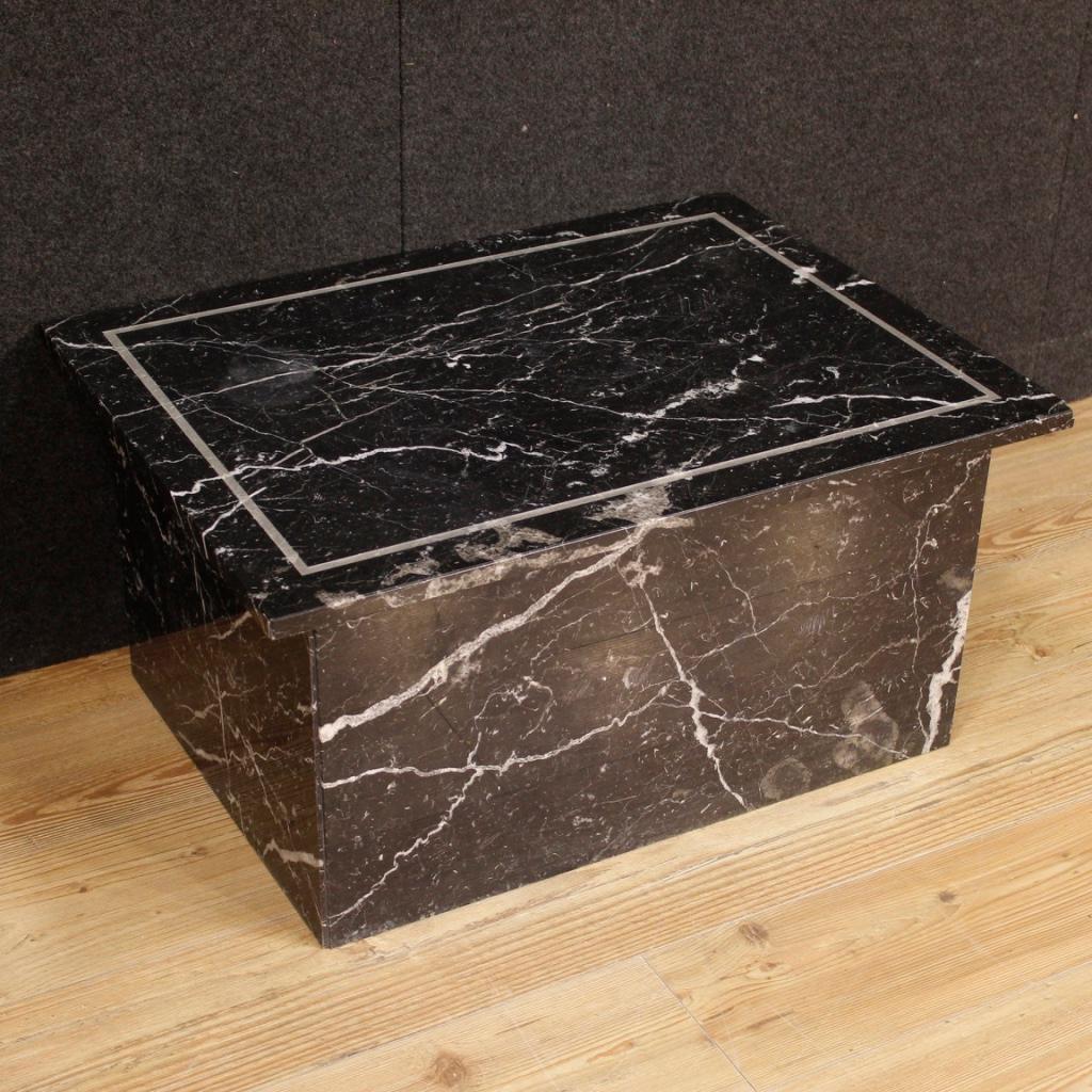 20th Century Black and White Marble Belgian Coffee Table, 1980 In Good Condition In Vicoforte, Piedmont