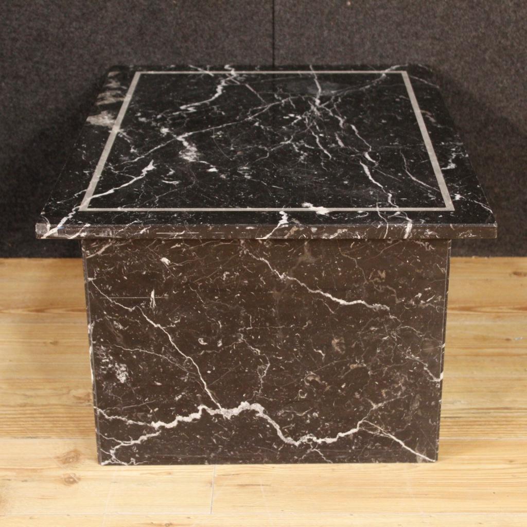 20th Century Black and White Marble Belgian Coffee Table, 1980 1
