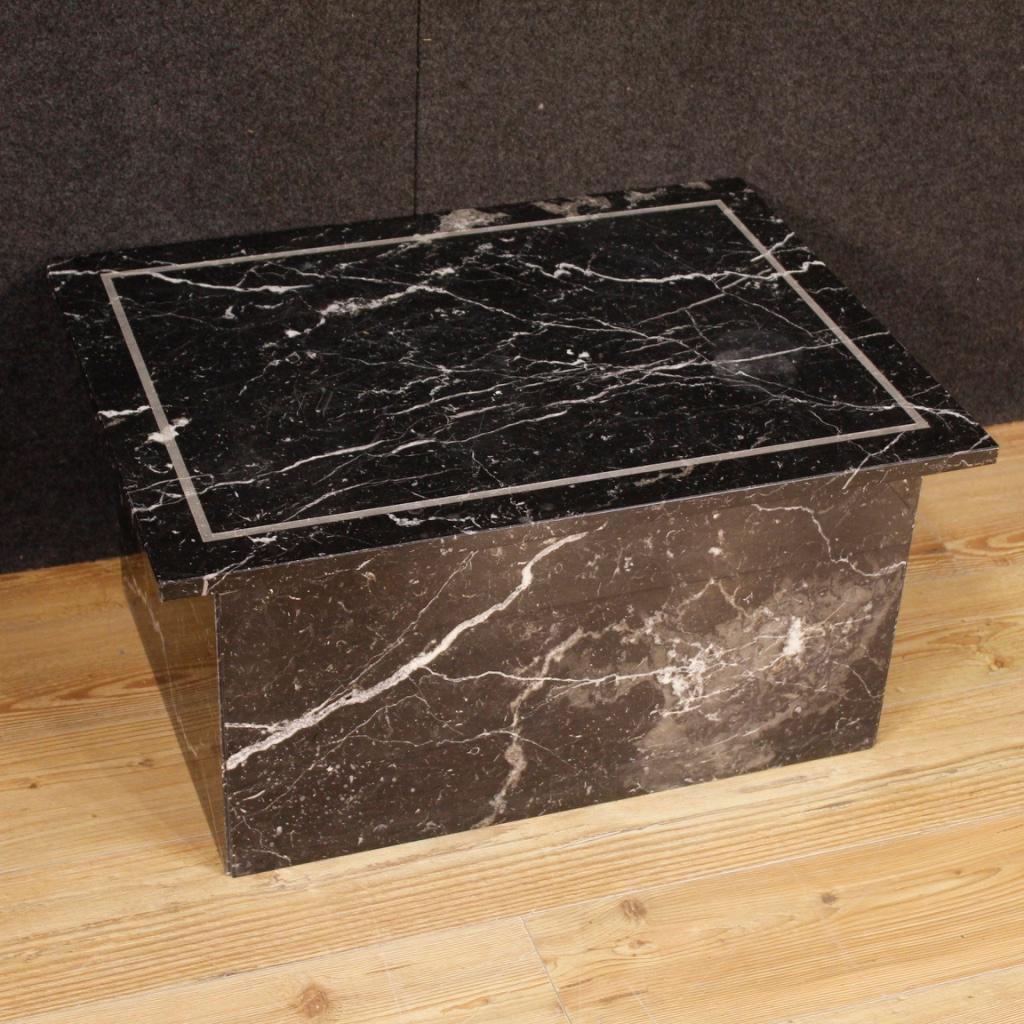 20th Century Black and White Marble Belgian Coffee Table, 1980 2