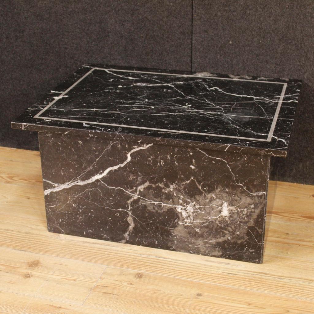 20th Century Black and White Marble Belgian Coffee Table, 1980 3