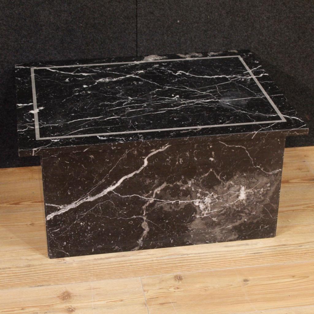 20th Century Black and White Marble Belgian Coffee Table, 1980 4