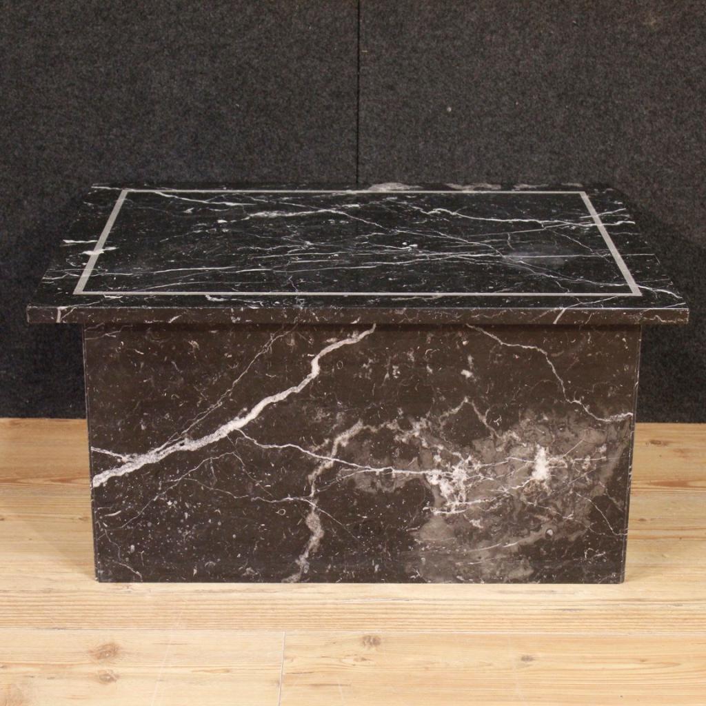 20th Century Black and White Marble Belgian Coffee Table, 1980 5
