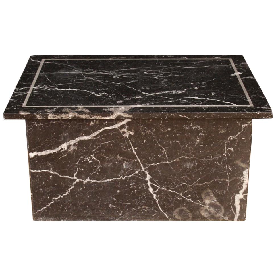 20th Century Black and White Marble Belgian Coffee Table, 1980