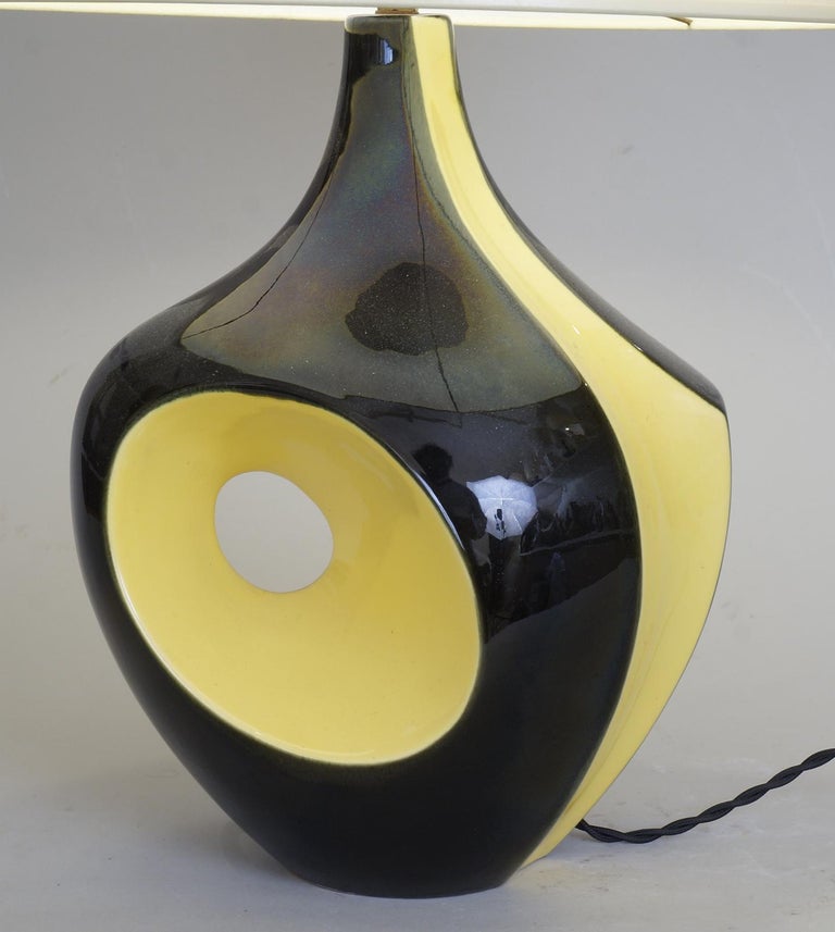 20th Century Black and Yellow Ceramic Table Lamps For Sale 1
