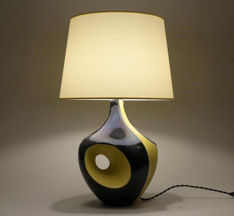 20th Century Black and Yellow Ceramic Table Lamps For Sale 2
