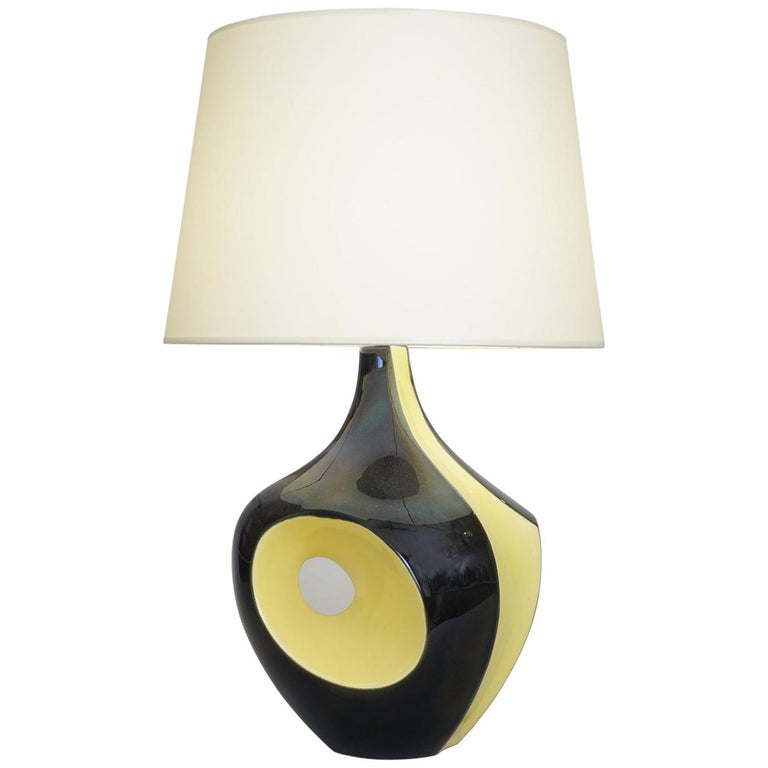 20th Century Black and Yellow Ceramic Table Lamps For Sale