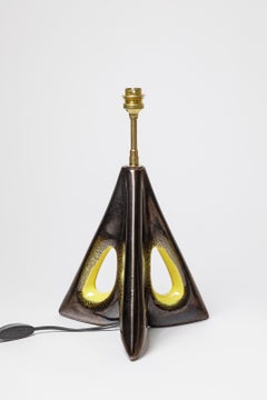 20 CENTURY DESIGN Lampe de table en céramique design noir et jaune forme libre 36 cm