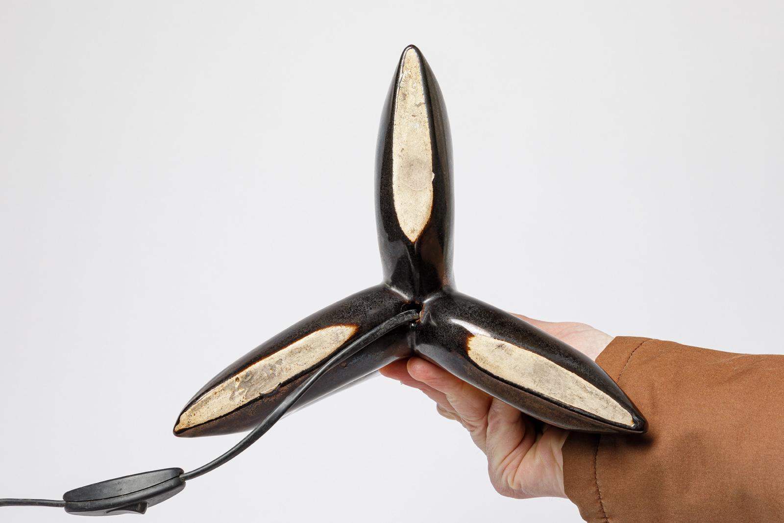 Céramique 20 CENTURY DESIGN Lampe de table en céramique design noir et jaune forme libre 36 cm en vente