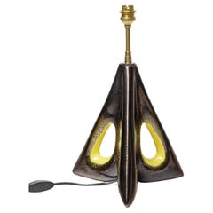 20th century black and yellow design ceramic table lamp free form 36 cm