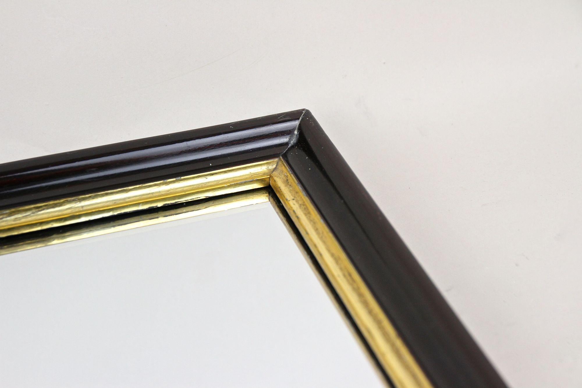 20e siècle Miroir Art Deco noir avec barreaux dorés, laqué, Autriche vers 1920 en vente 4
