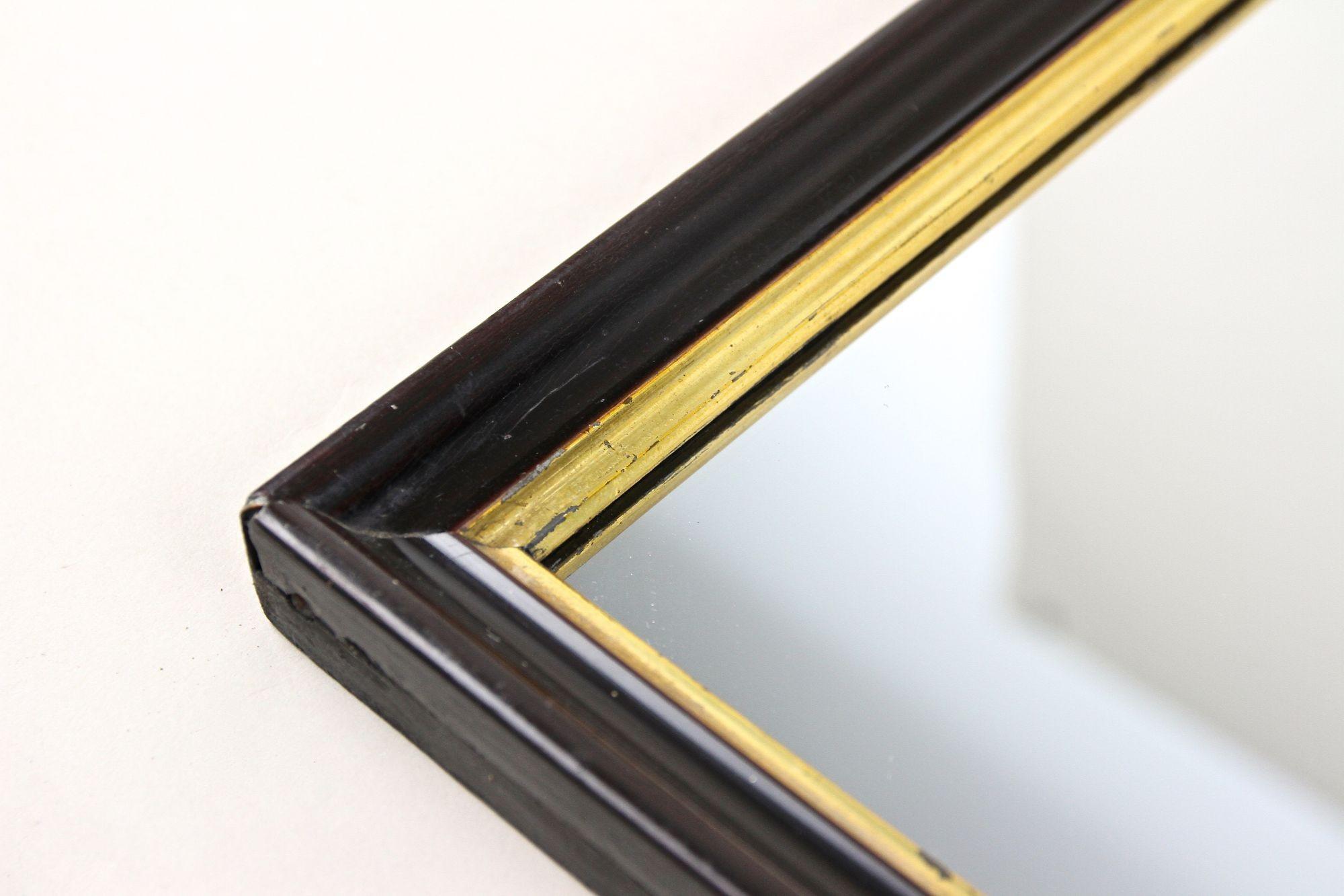 20e siècle Miroir Art Deco noir avec barreaux dorés, laqué, Autriche vers 1920 en vente 9