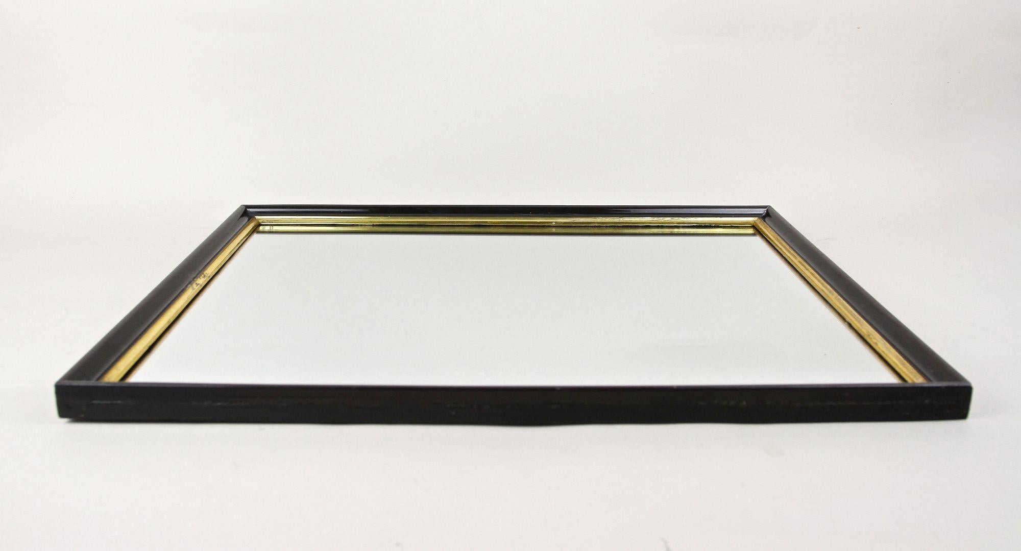 20e siècle Miroir Art Deco noir avec barreaux dorés, laqué, Autriche vers 1920 en vente 10
