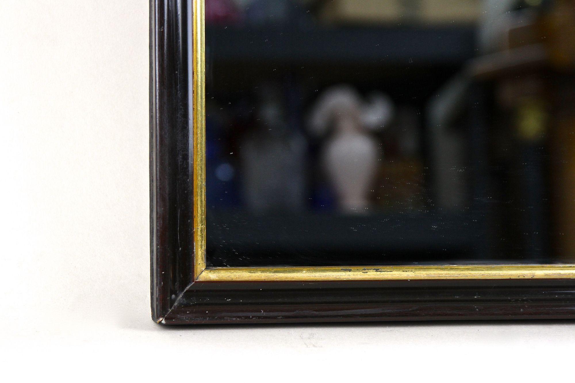 20e siècle Miroir Art Deco noir avec barreaux dorés, laqué, Autriche vers 1920 Bon état - En vente à Lichtenberg, AT