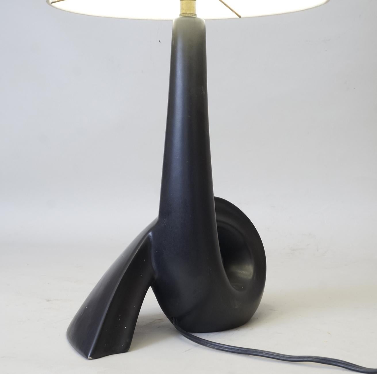 French 20th Century Black Ceramic Table Lamp For Sale