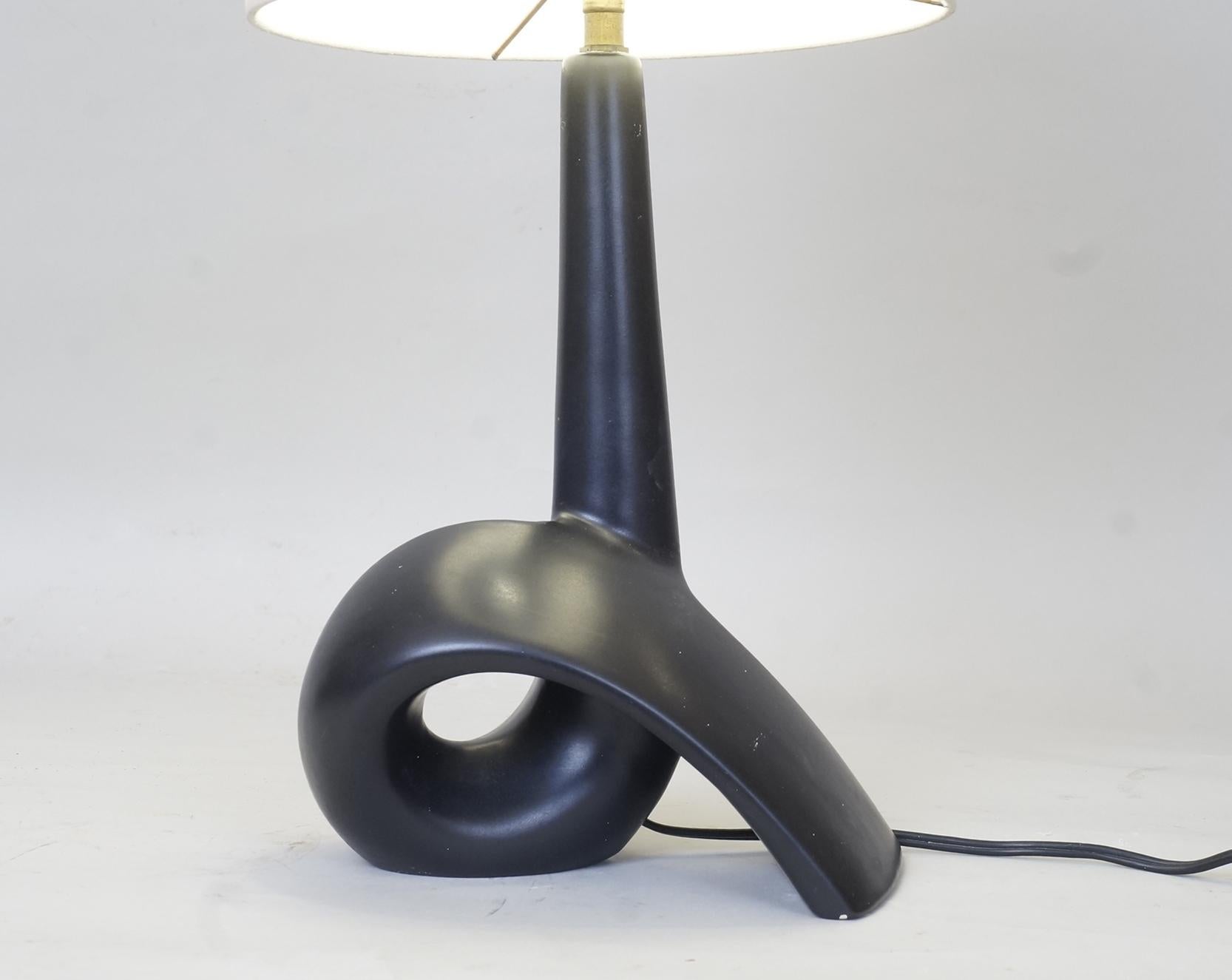 Enameled 20th Century Black Ceramic Table Lamp For Sale