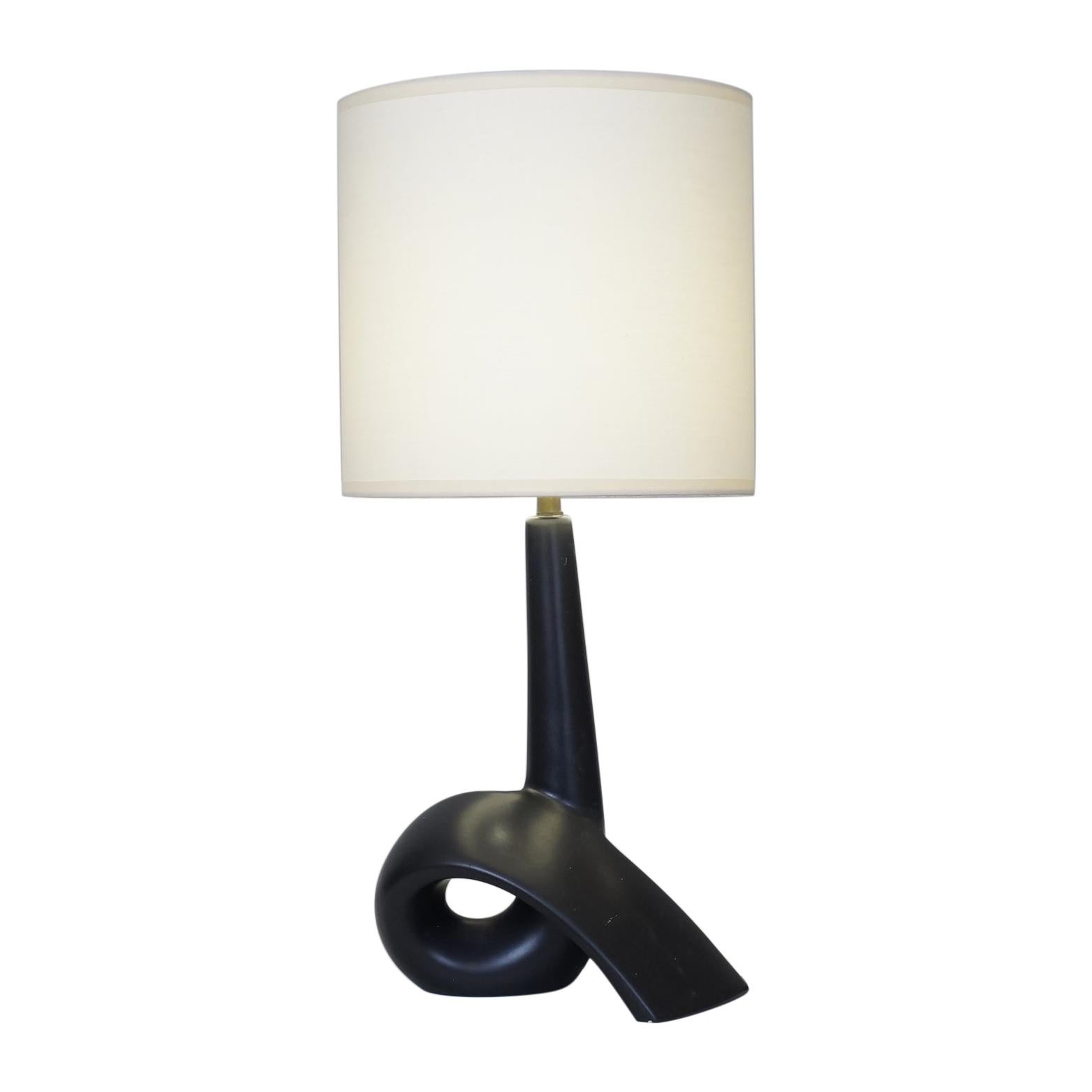 20th Century Black Ceramic Table Lamp For Sale