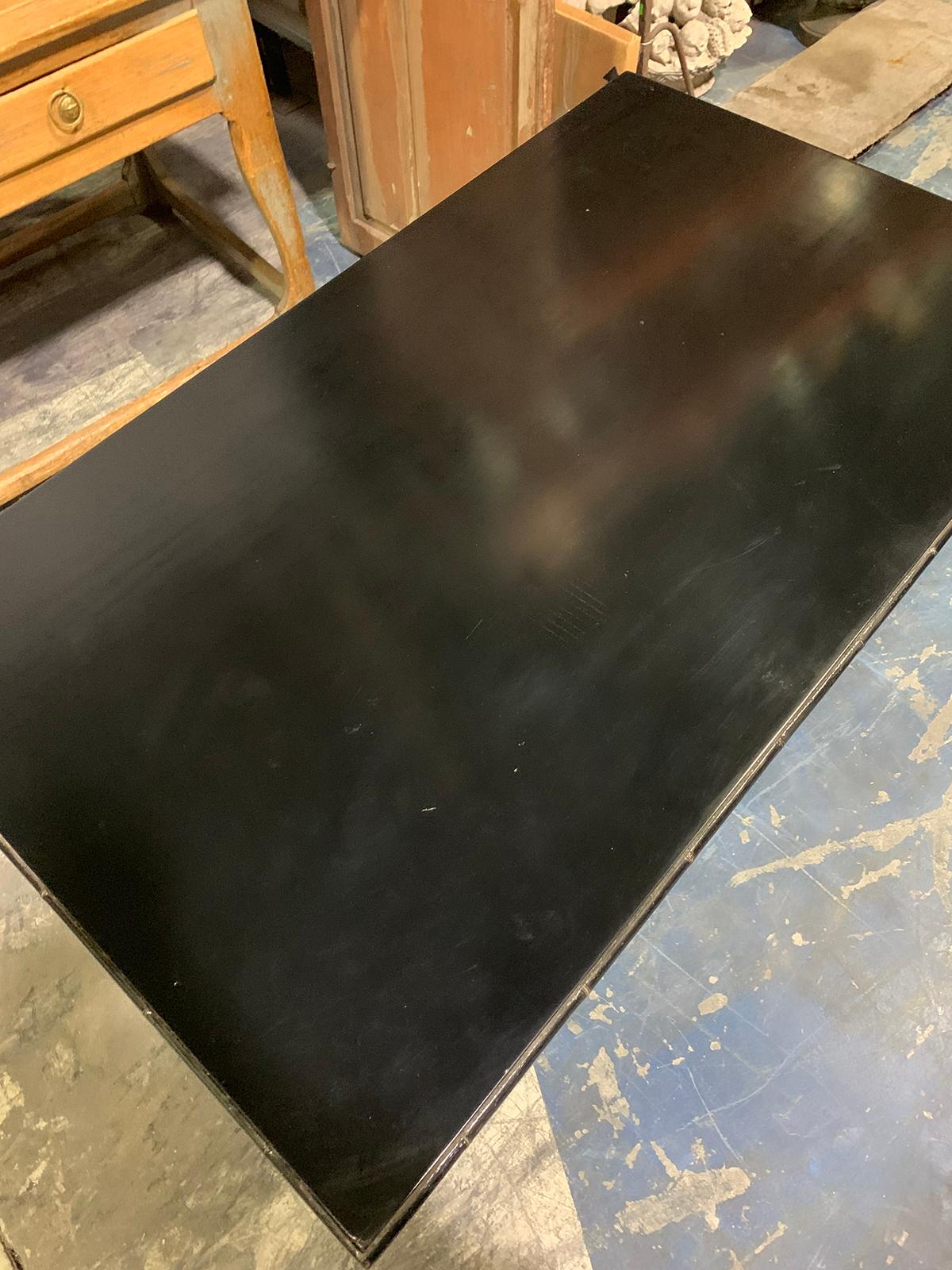 20th Century Black Coaching Table with Faux Bamboo Base For Sale 1