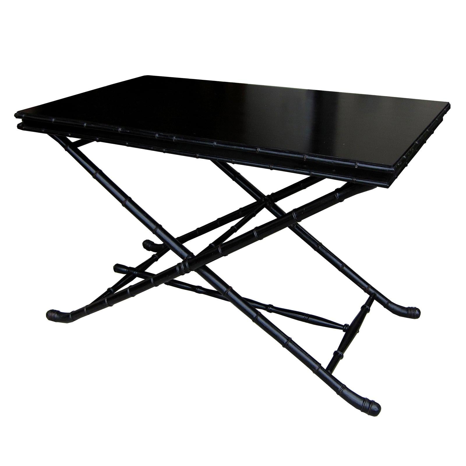 20th Century Black Coaching Table with Faux Bamboo Base For Sale