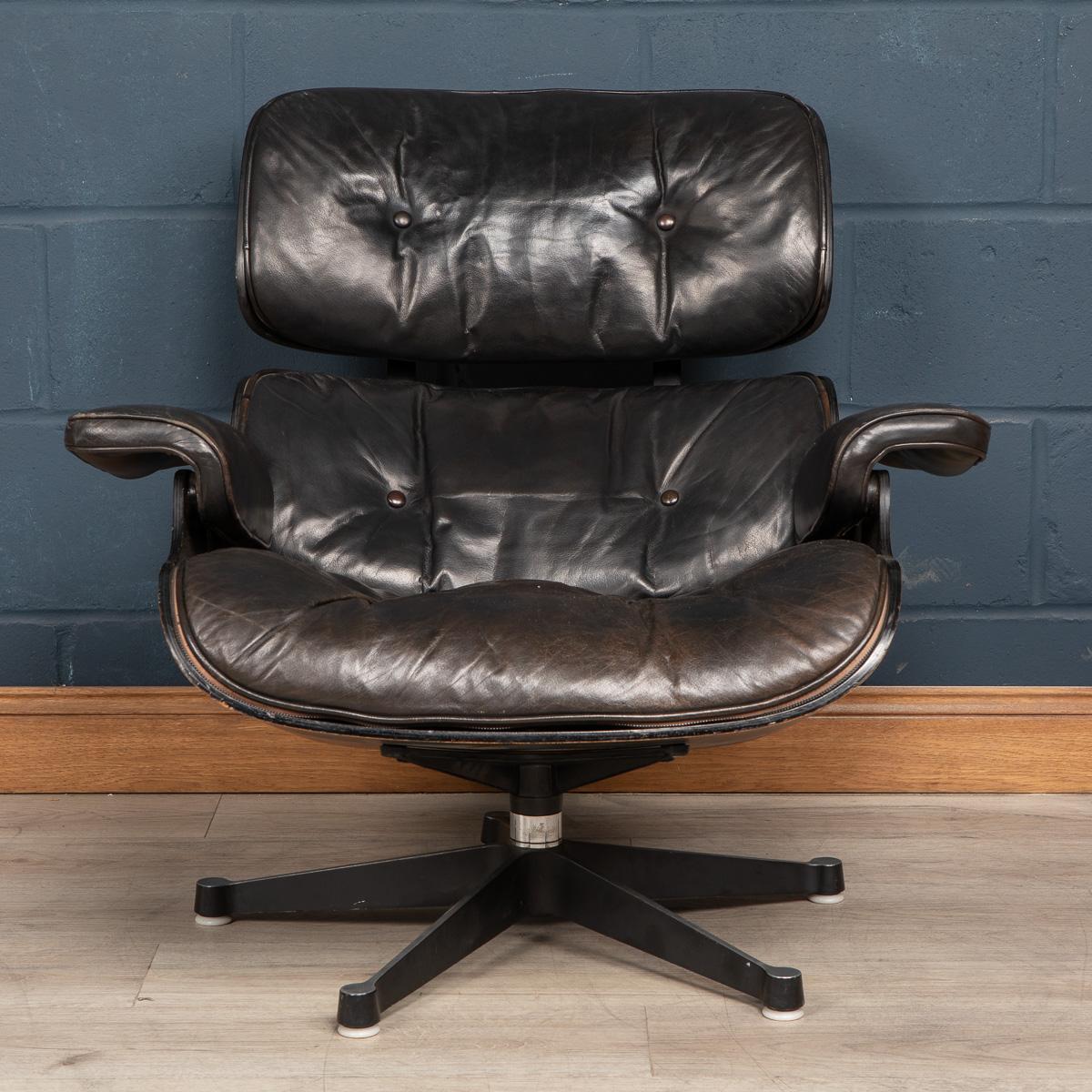The Eames lounge chair and ottoman are furnishings made of molded plywood and leather, designed by Charles and Ray Eames for the Herman Miller furniture company. They are officially titled Eames Lounge and Ottoman and were released in 1956 after