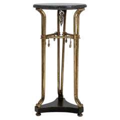 20th Century Black Empire Brass And Marble Pedestal