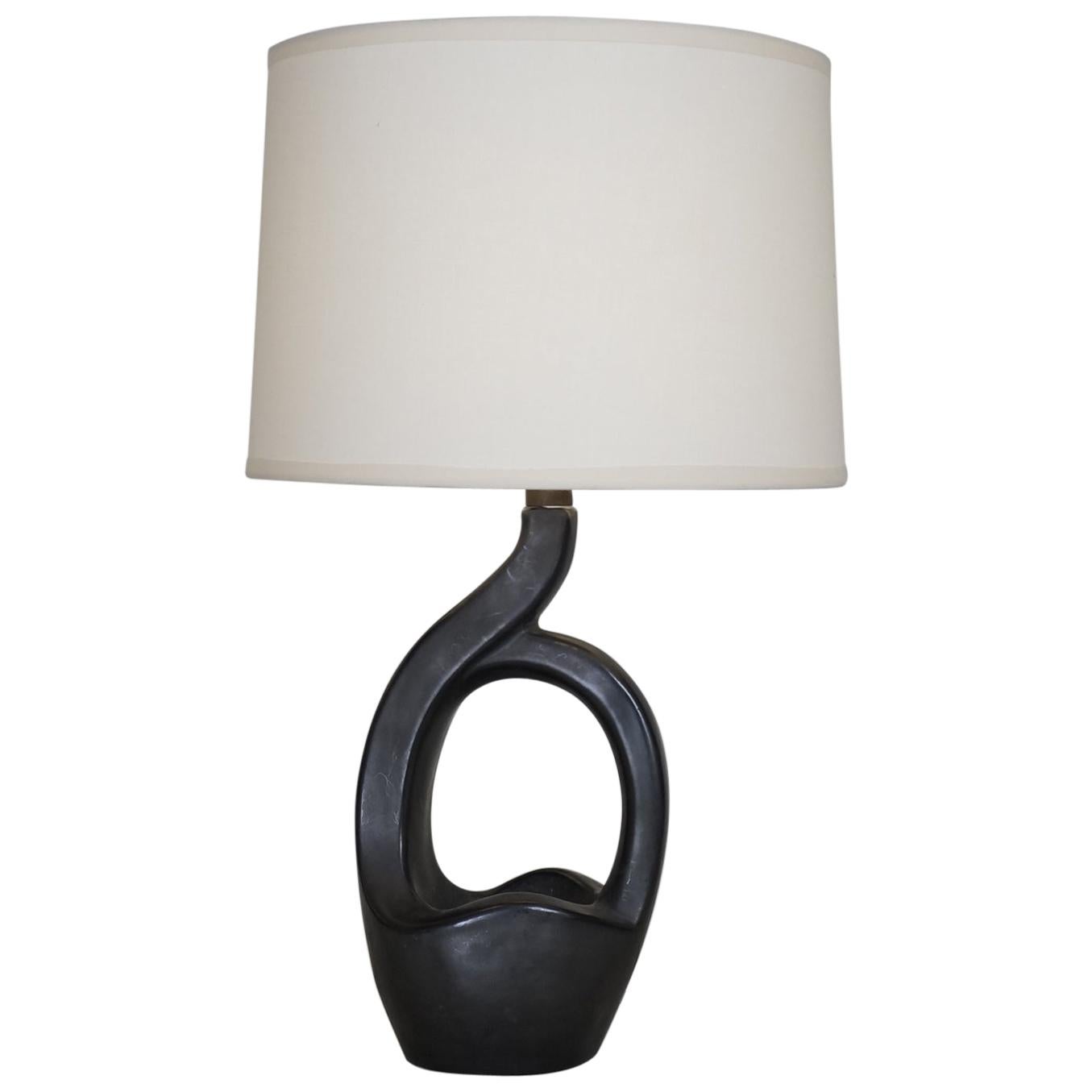 20th Century Black Enameled Ceramic Table Lamp For Sale