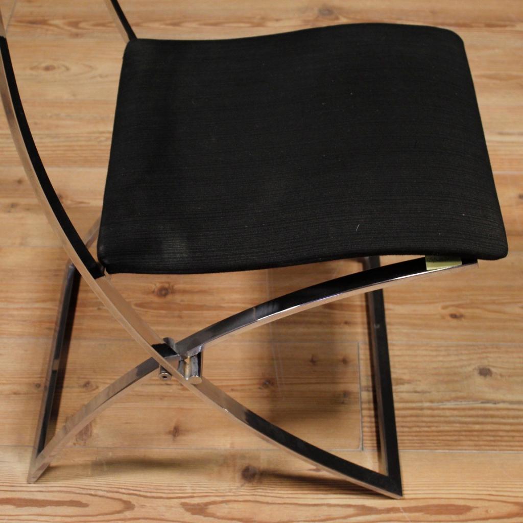 20th Century Black Fabric and Chromed Metal 4 Italian Design Chairs, 1980 8