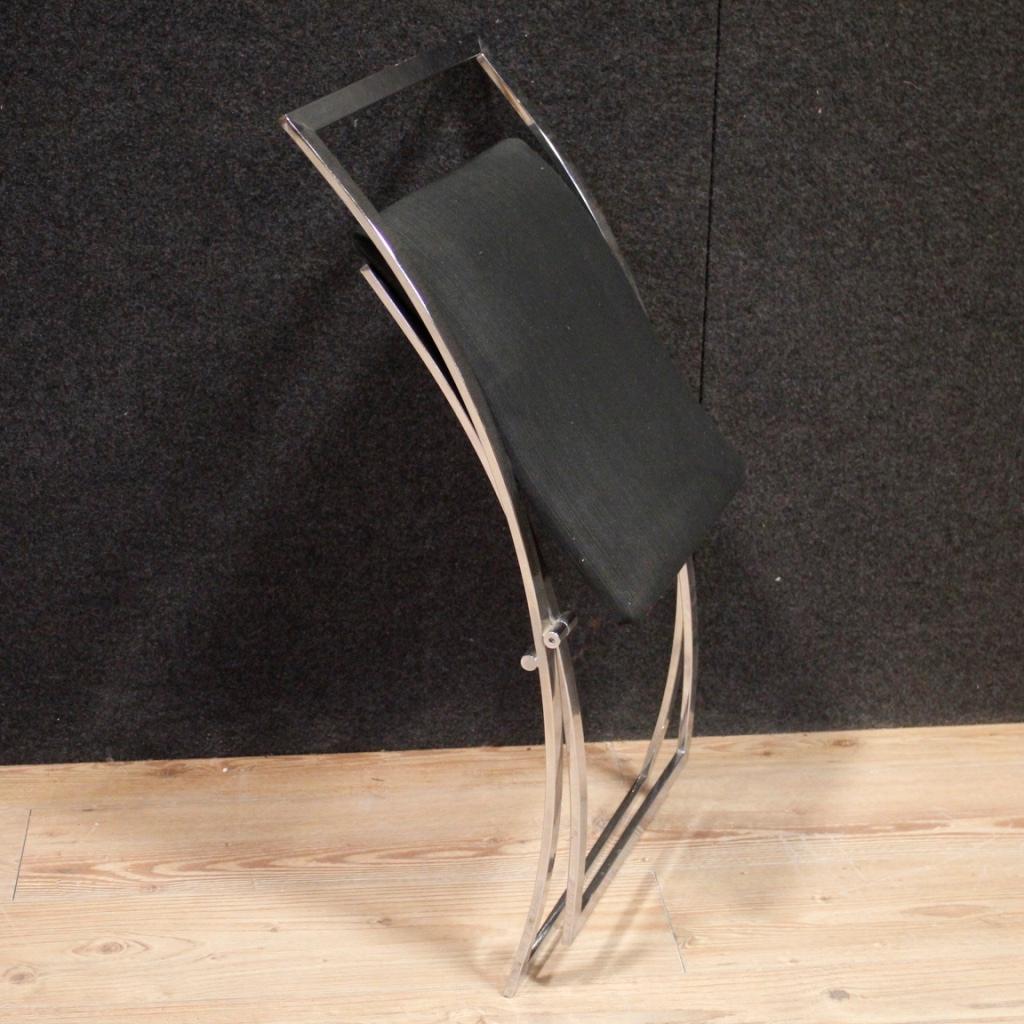 20th Century Black Fabric and Chromed Metal 4 Italian Design Chairs, 1980 5