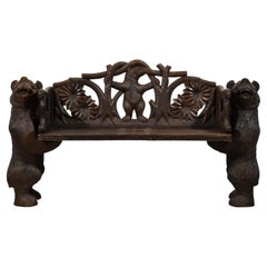 20th century,  Black Forest Brienz Hand Carved Wood bench with Bears 