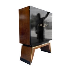 Armario Negro Francés Art Decó Ebonizado del Siglo XX - Armario Vintage de Caoba