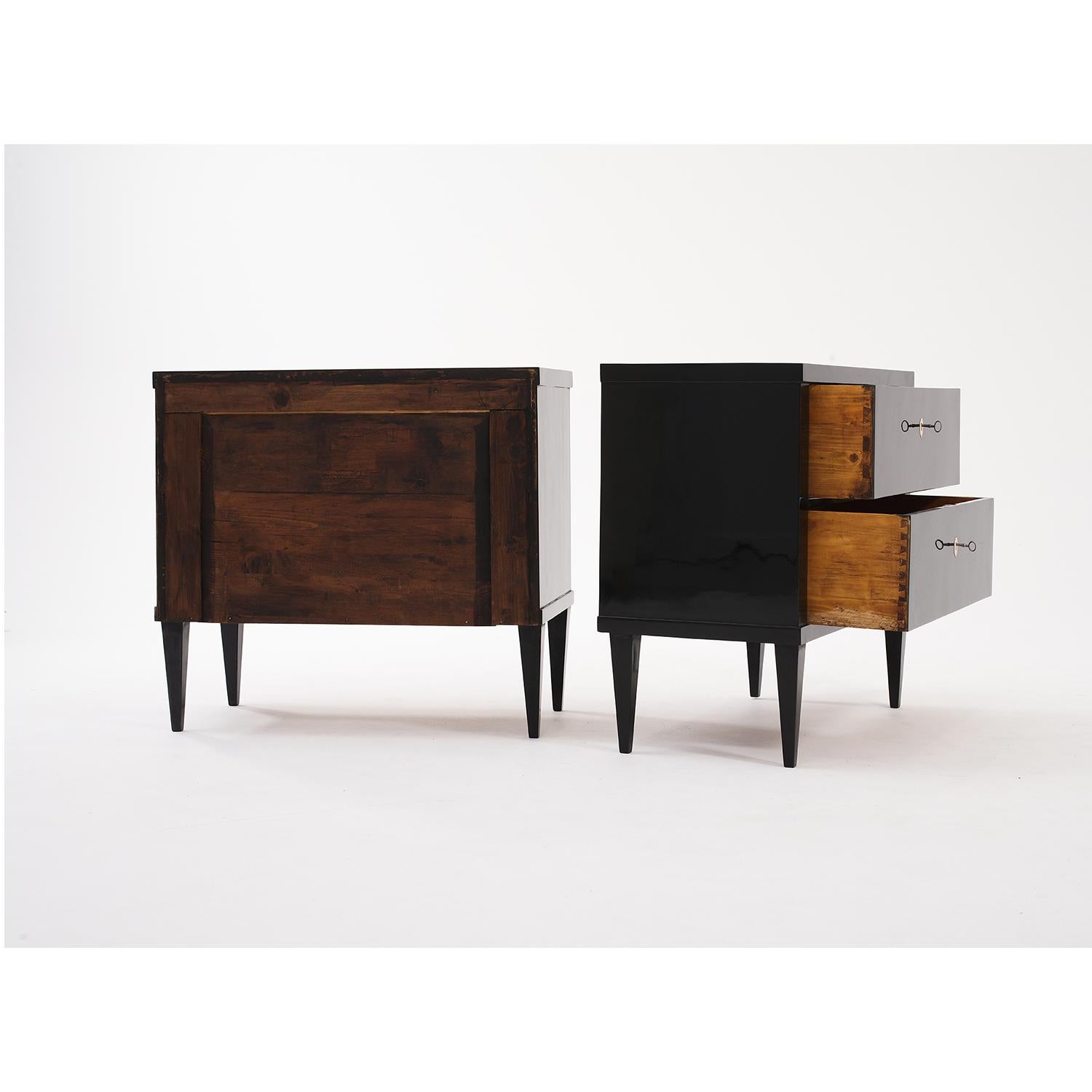 20th Century Black French Art Deco Pair of Ebonized Wood Chest of Drawers 1