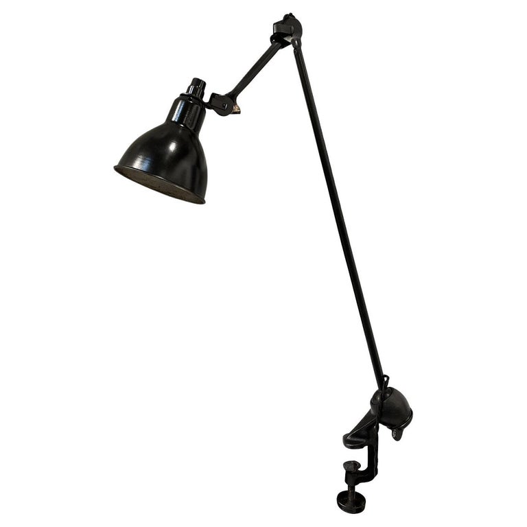 20th Century Black French Industrial Metal Work Lamp, Vintage Office Light  For Sale at 1stDibs