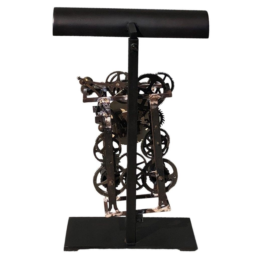 20th Century Black French Industrial Table Lamp - Vintage Desk Metal Clock For Sale 1